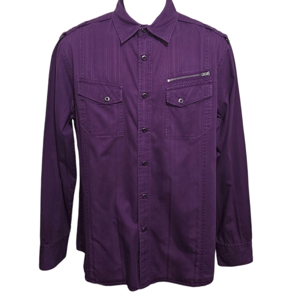 Men's G By Guess Snap Button Collared Long Sleeve Shirt